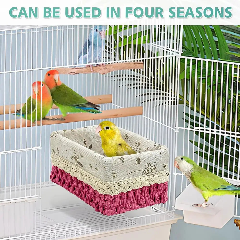 Bird Nest Parrot House All Season Hanging Hammock Bird Bed Sleep Hut Birdcage Accessories for Budgies Cockatiels Conures Parrots