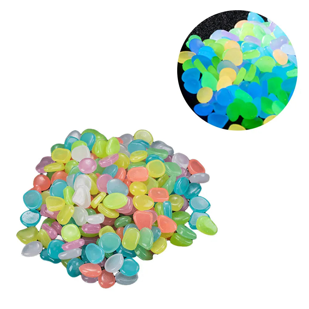 APWIKOGER Glow In The Dark Garden Pebbles 100Pcs Luminous Stones