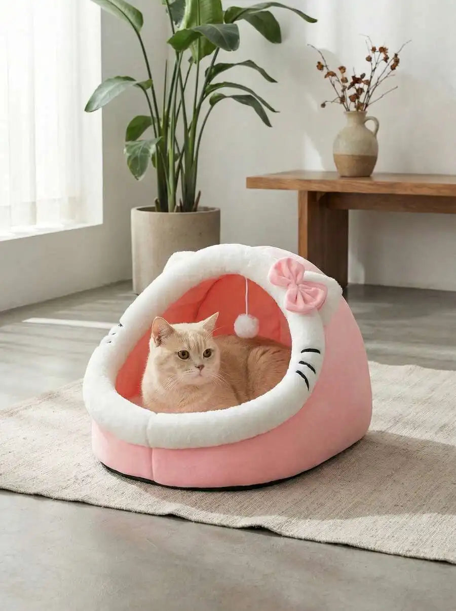 PETSIN 1 Pc Cute Cat Bed For Indoor Cats House, Washable Pet House, Warm Pet Cave Bed , Suitable For Use Of Rabbits,