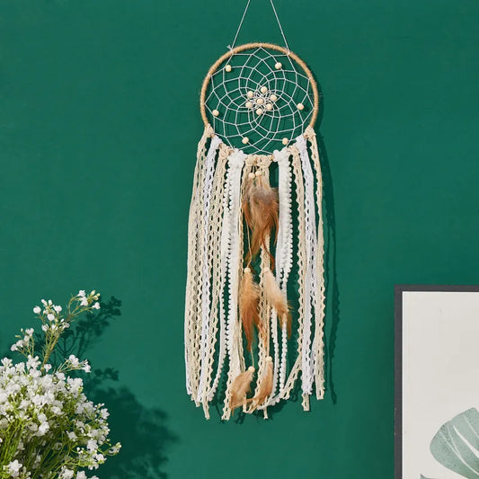 5-piece large Dream Catcher, handcrafted Moon Dream Chaser, Bohemian wall decoration Moon and Sun Sweet Dream Bedside decoration