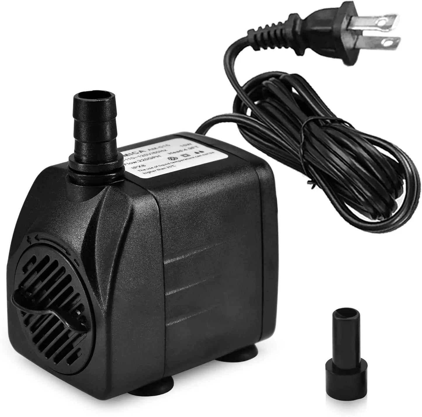 220GPH Ultra Quiet Fountain Pump (15W 800L/H), Small Submersible Pump for Pond, Water Feature, Aquariums, Fish Tanks, Hydroponic