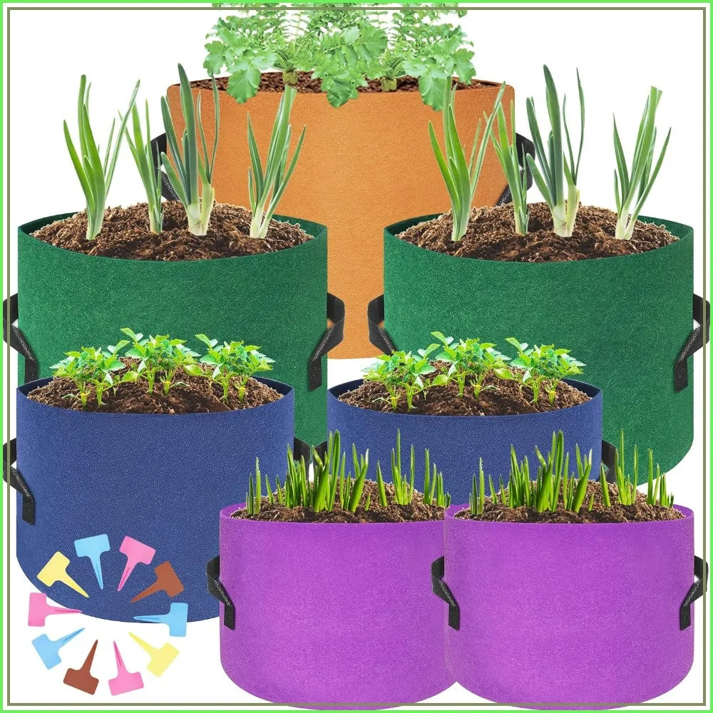 400G Thickest 7-Pack Plant Grow Bags, 10/7/5/3 Gallon, Colorful Fabric Pots with Labels