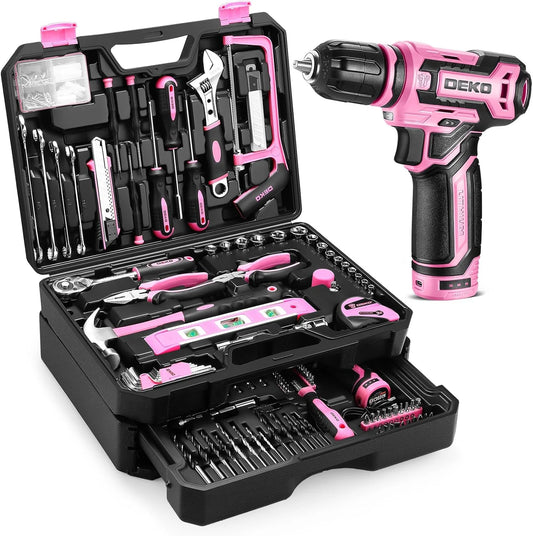 DEKODIY Home Mechanic Toolbox With 12V Cordless Drill Kit