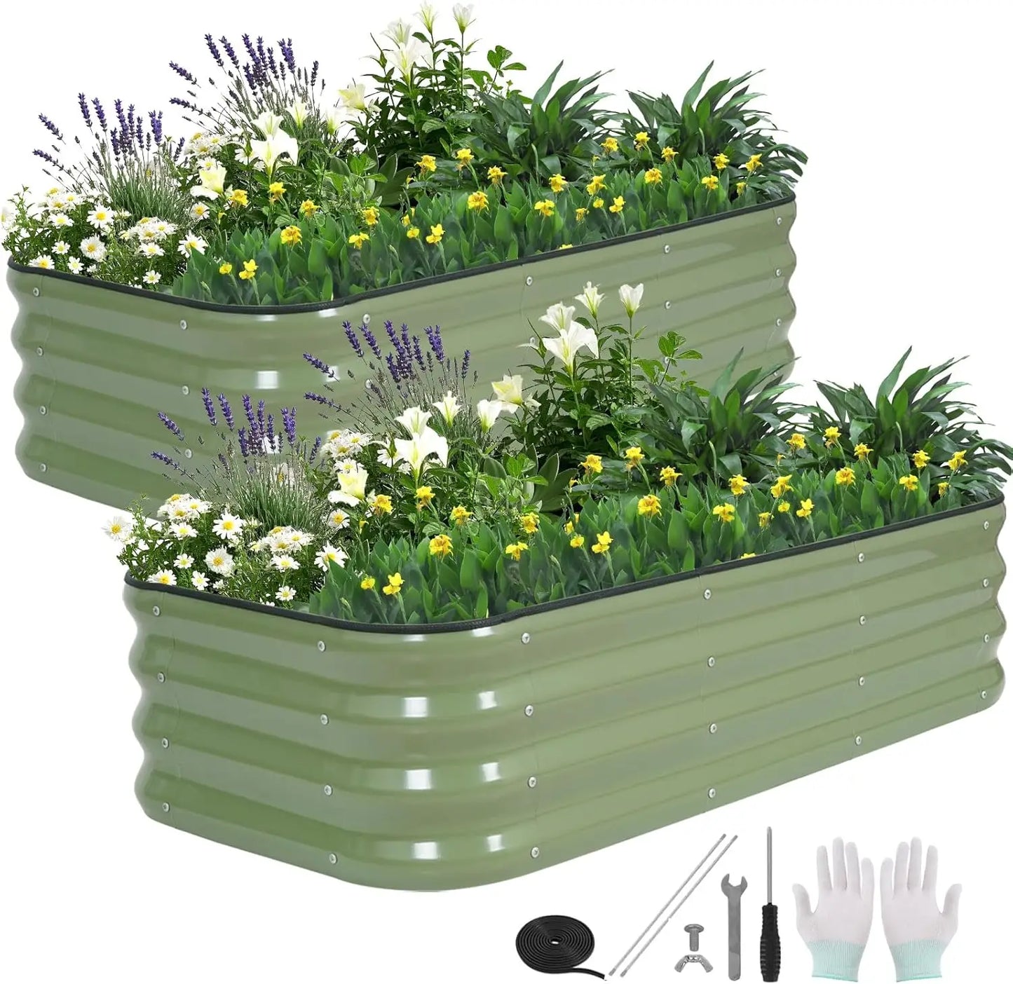 Modular Galvanized Raised Garden Bed Kit 3-In-1 for Outdoors