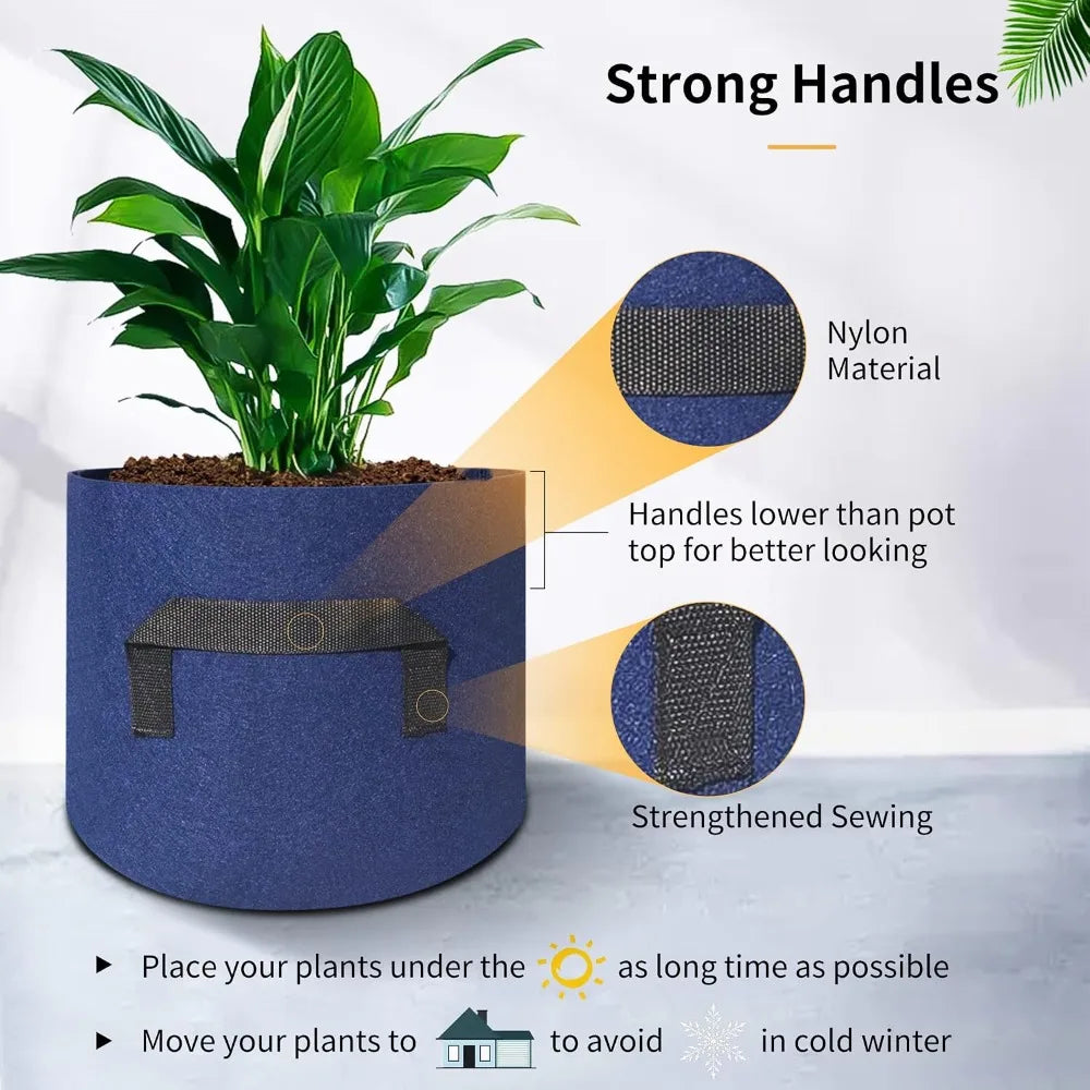 400G Thickest 7-Pack Plant Grow Bags, 10/7/5/3 Gallon, Colorful Fabric Pots with Labels