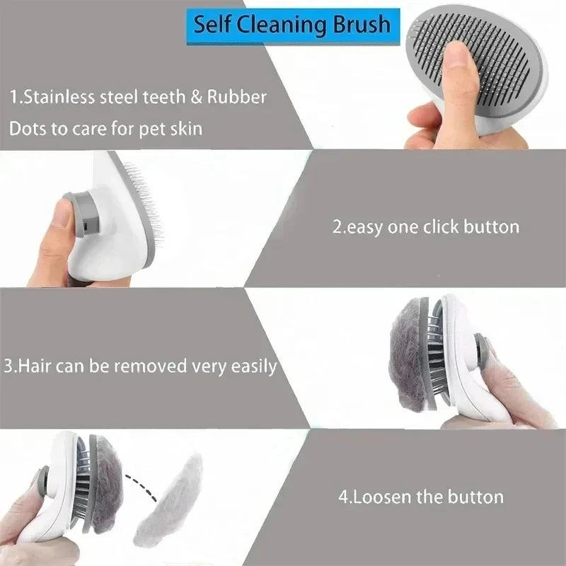 Self Cleaning Pet Hair Remover Brush For Dogs And Cats