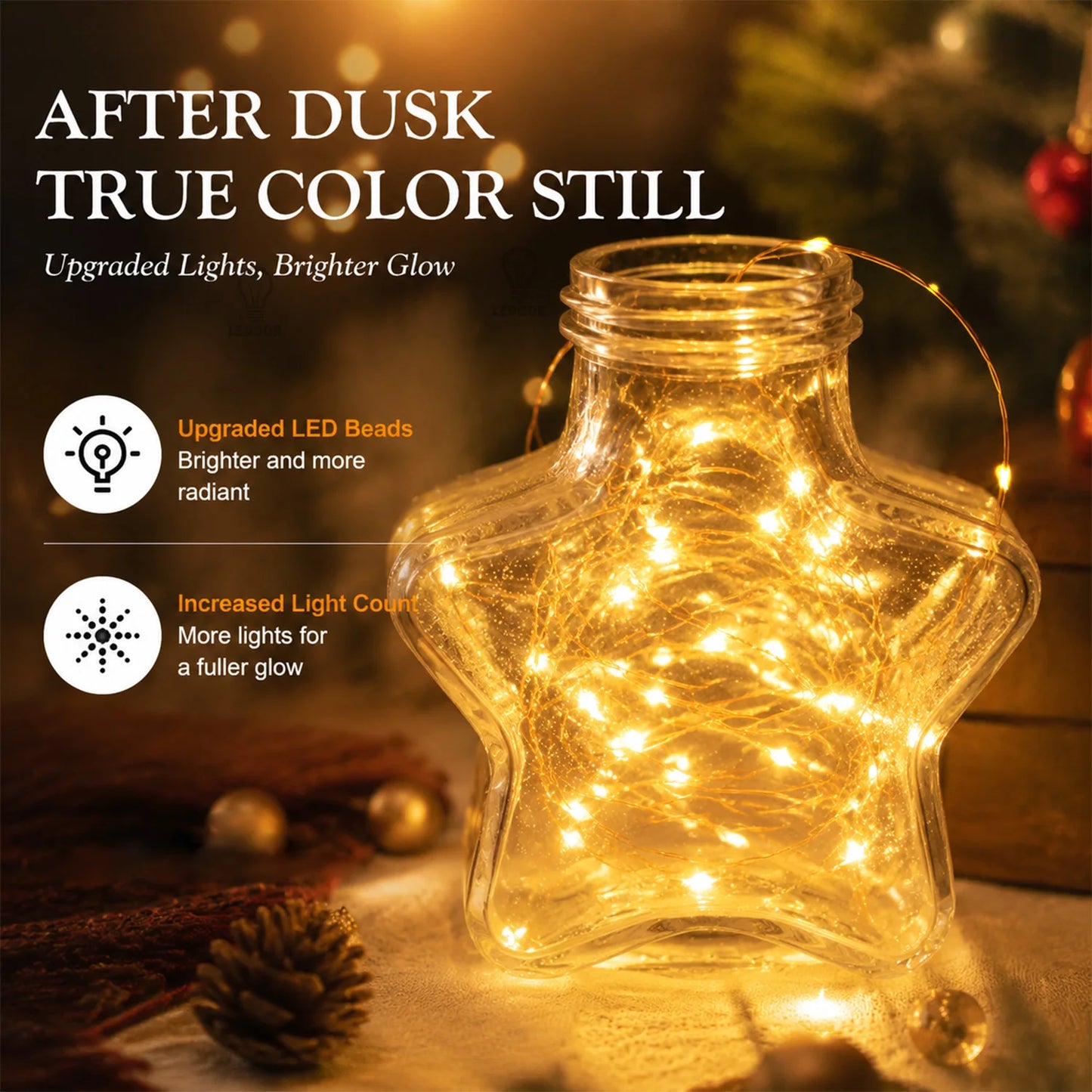 30 Pack LED Fairy Light Battery Powered String Light -6.5-foot 20 LED Silver Line Firefly Star Moon Light, Suitable for DIY Handmade Wedding Table Decoration, Party Bedroom Christmas Decoration, Room Decoration Christmas Deco