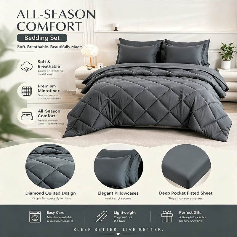 5-Piece Or 7-Piece Bedding Set - Flat Sheet Fitted Sheet Comforter And Pillowcases Included Home Textiles for Bedroom