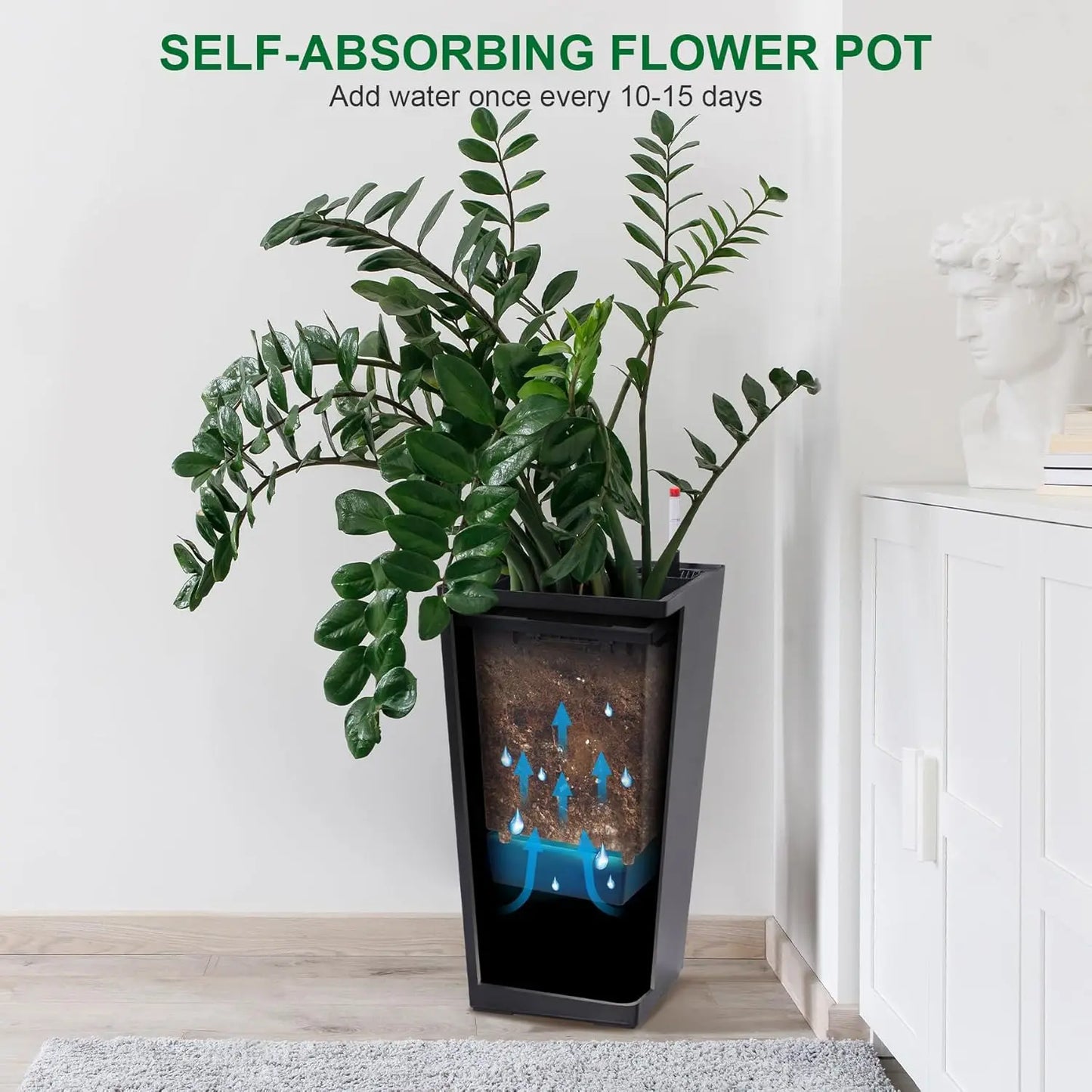 HobbyLane Indoor Outdoor Planter With Shelf Insert Self Absorbing Plastic