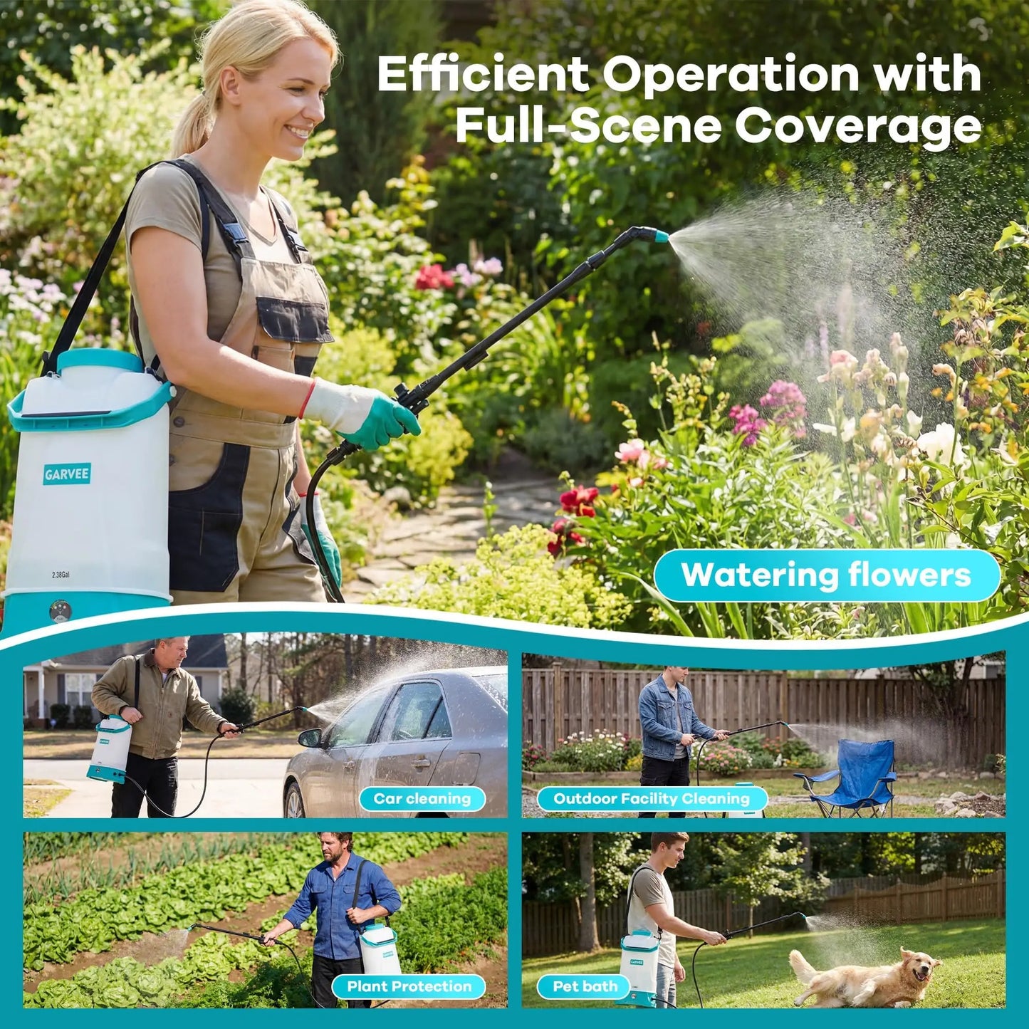 HiMISS 12V Battery Powered Electric Backpack Garden Sprayer