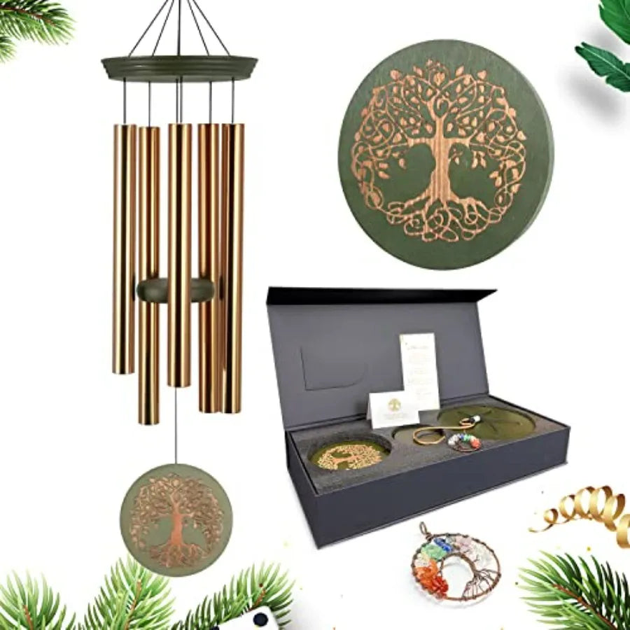 Wind Chimes For Outside Hanging Decor Tree Of Life Engraving Mother