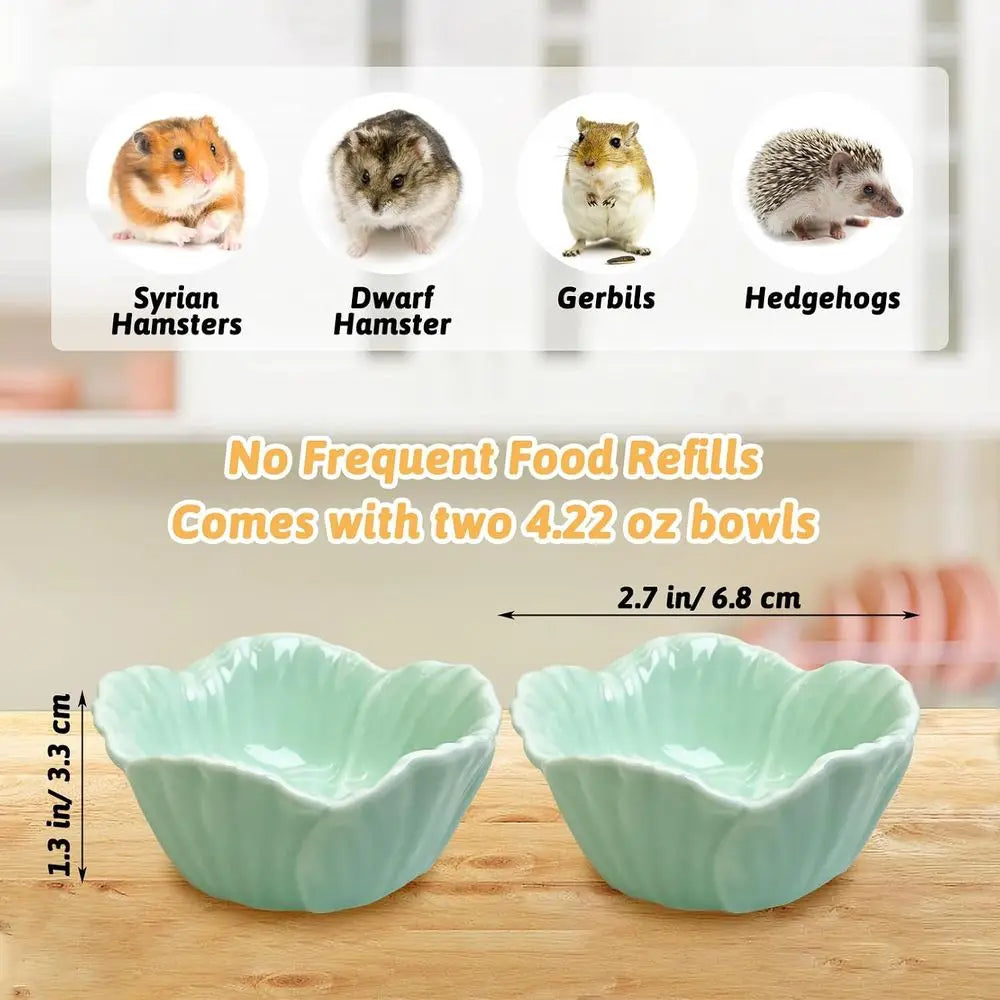 2 Pcs Pet Hamster Bowl, Dwarf Hamster Food Bowl, Small Animal Food Dish for Guinea Pigs, Hedgehogs, Mice, Pygmy Hamsters, Cheeky