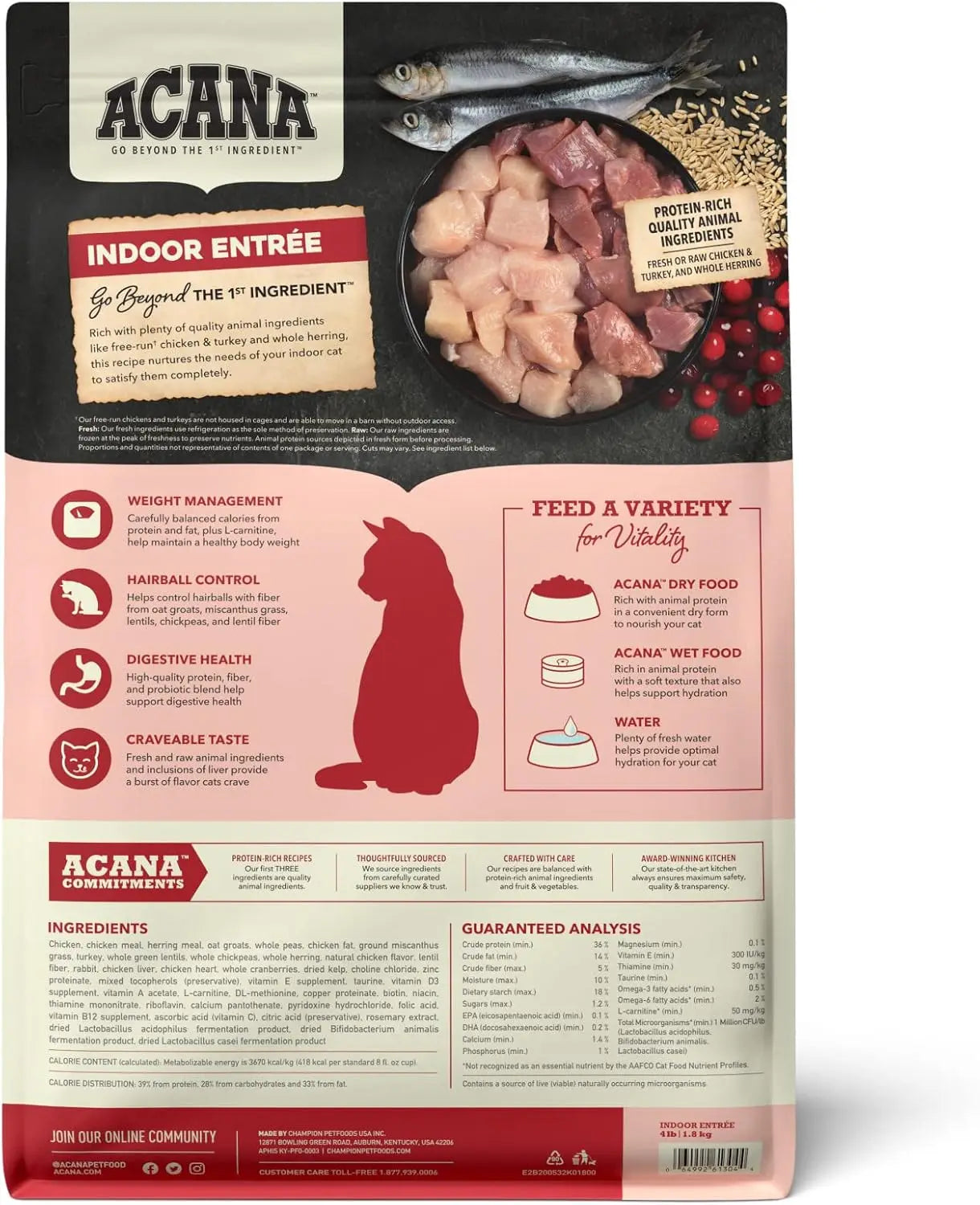 Premium Indoor Cat Food With Chicken Turkey Herring And Rabbit