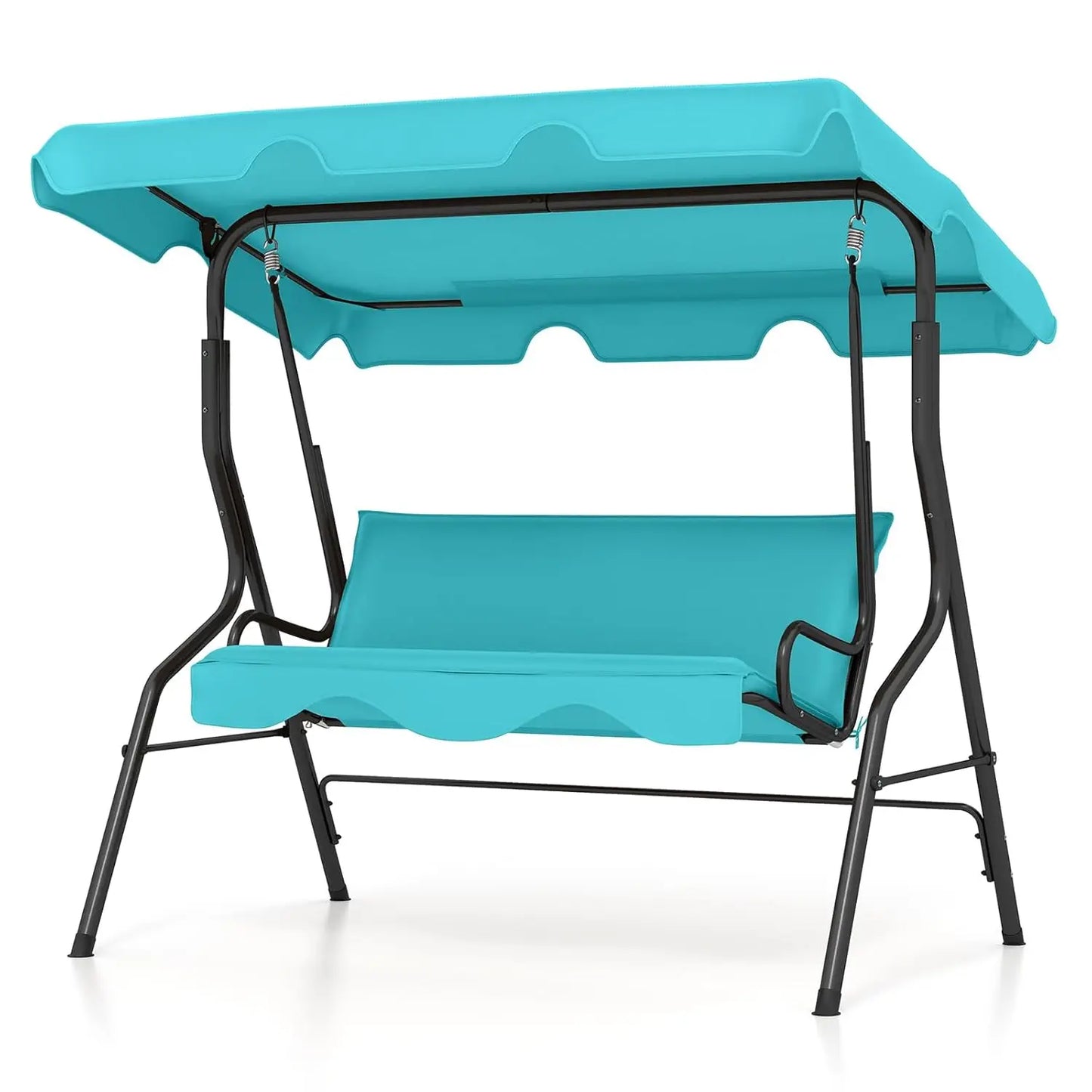 3 Person Porch Swing with Removable Cushion & Powder-Coated Steel Frame Canopy for Patio Porch Backyard Garden Balcony, Custom