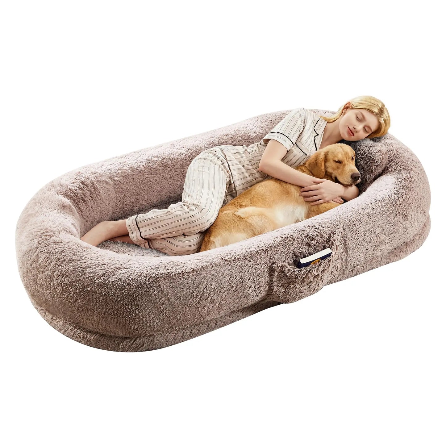 HiMISSCN Orthopedic Memory Foam Faux Fur Human Dog Bed