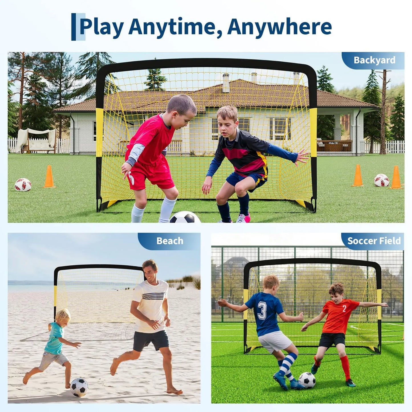 HiMISS Portable Pop Up Soccer Goal Set With Training Gear