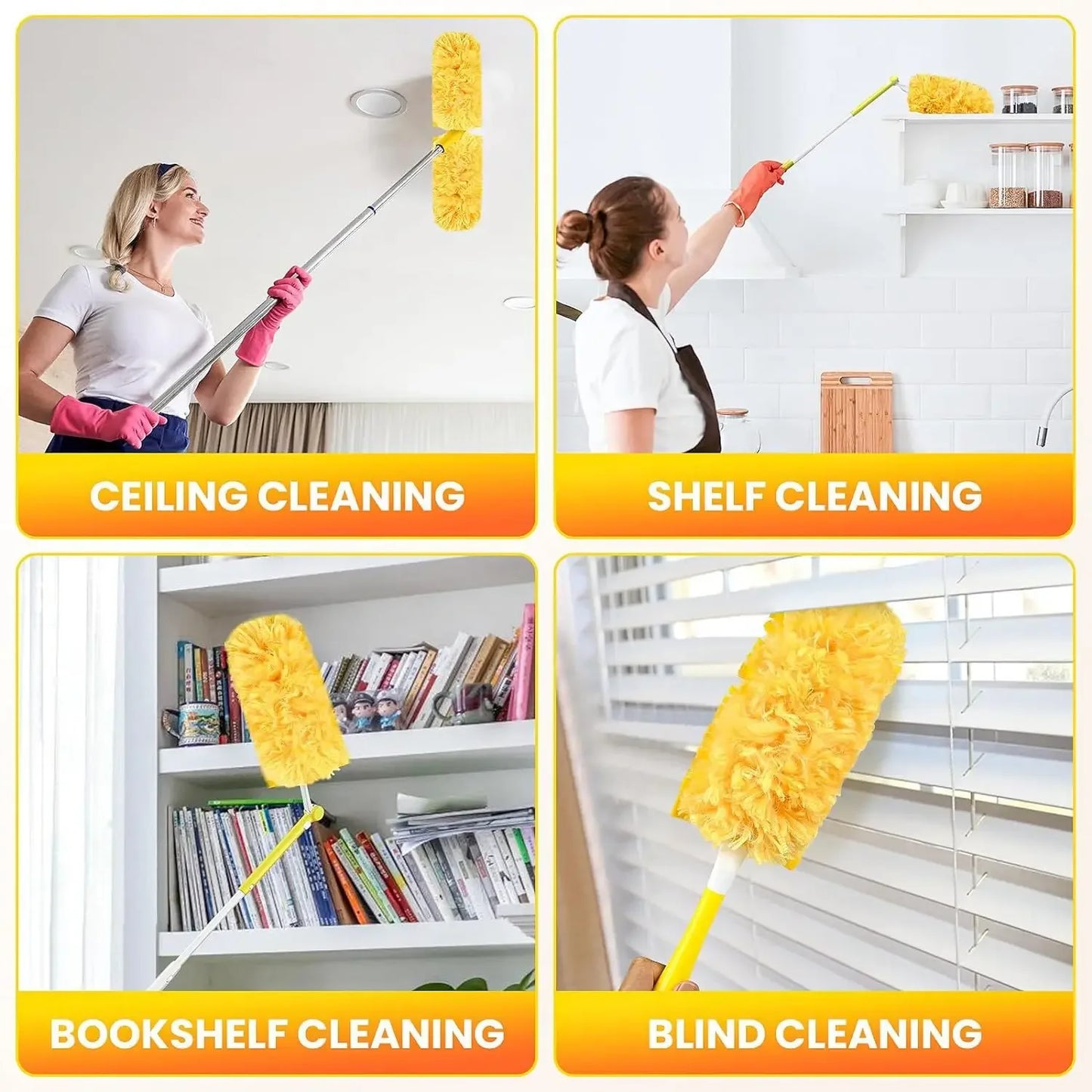 NONECN Electrostatic Dust Duster With Microfiber Head For Home Cleaning