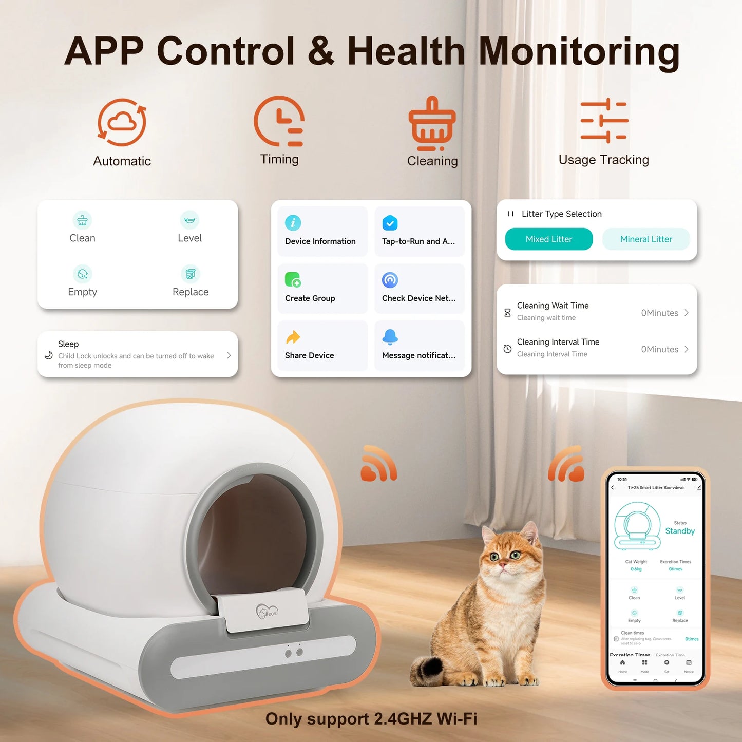 DOEL Self-Cleaning Cat Litter Box With App Control