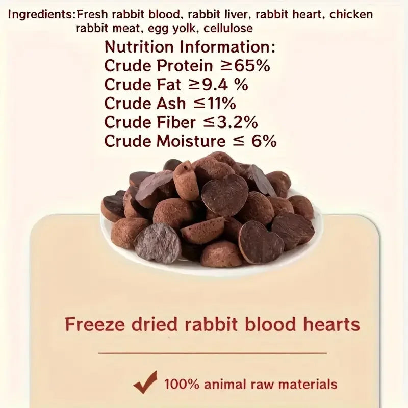 Freeze Dried Cat Treats Rabbit Blood High Protein Iron Rich