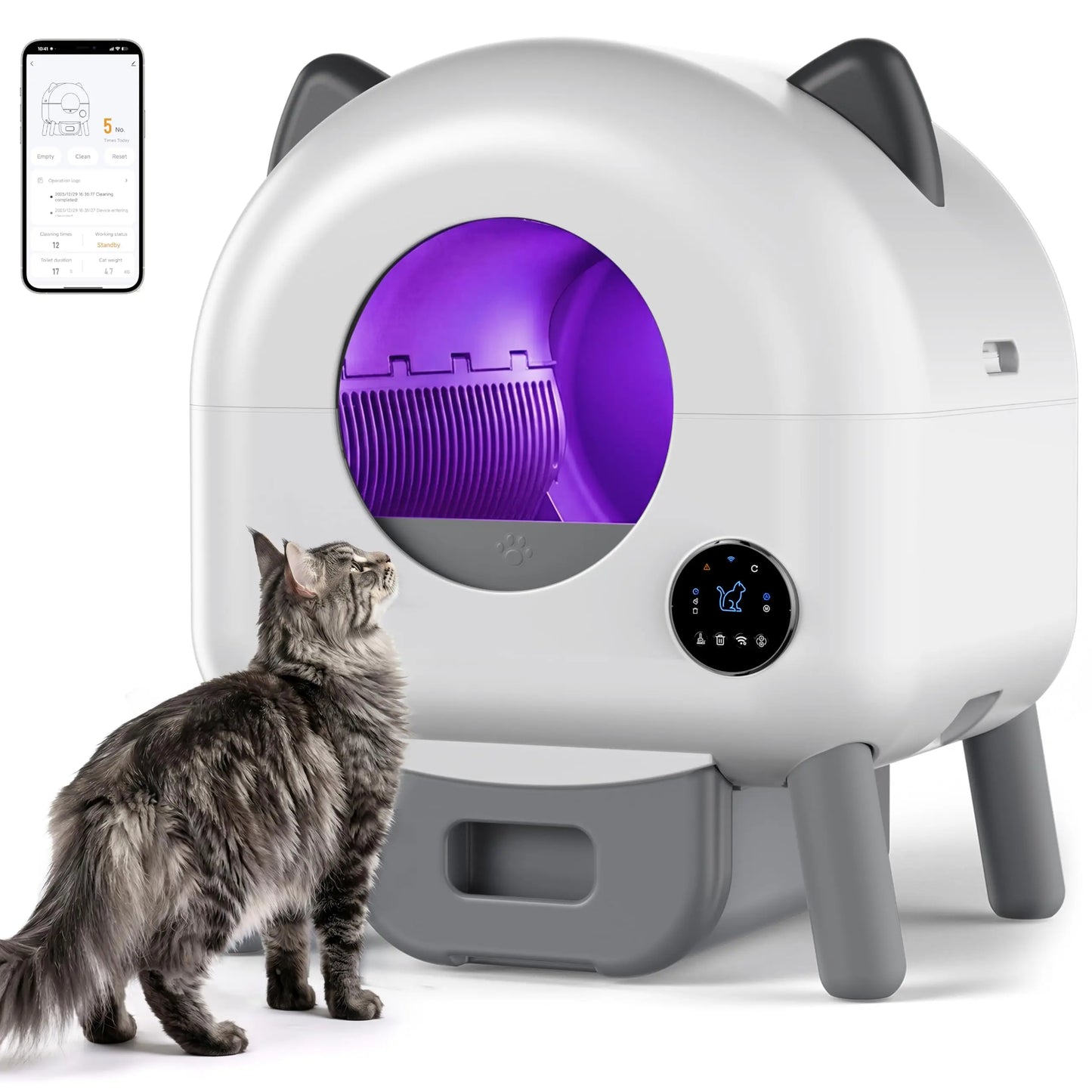 HiMISS Automatic Self Cleaning Cat Litter Box App Controlled