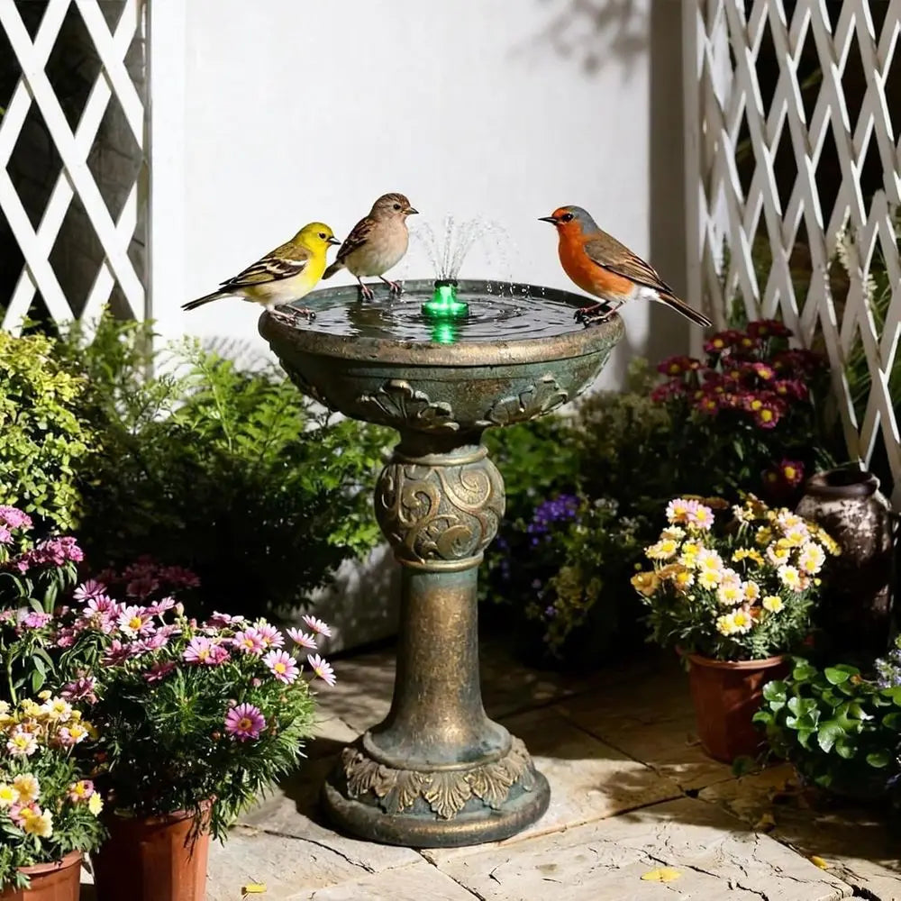 Weather Resistant Outdoor Water Fountain With LED Lights Resin Decor