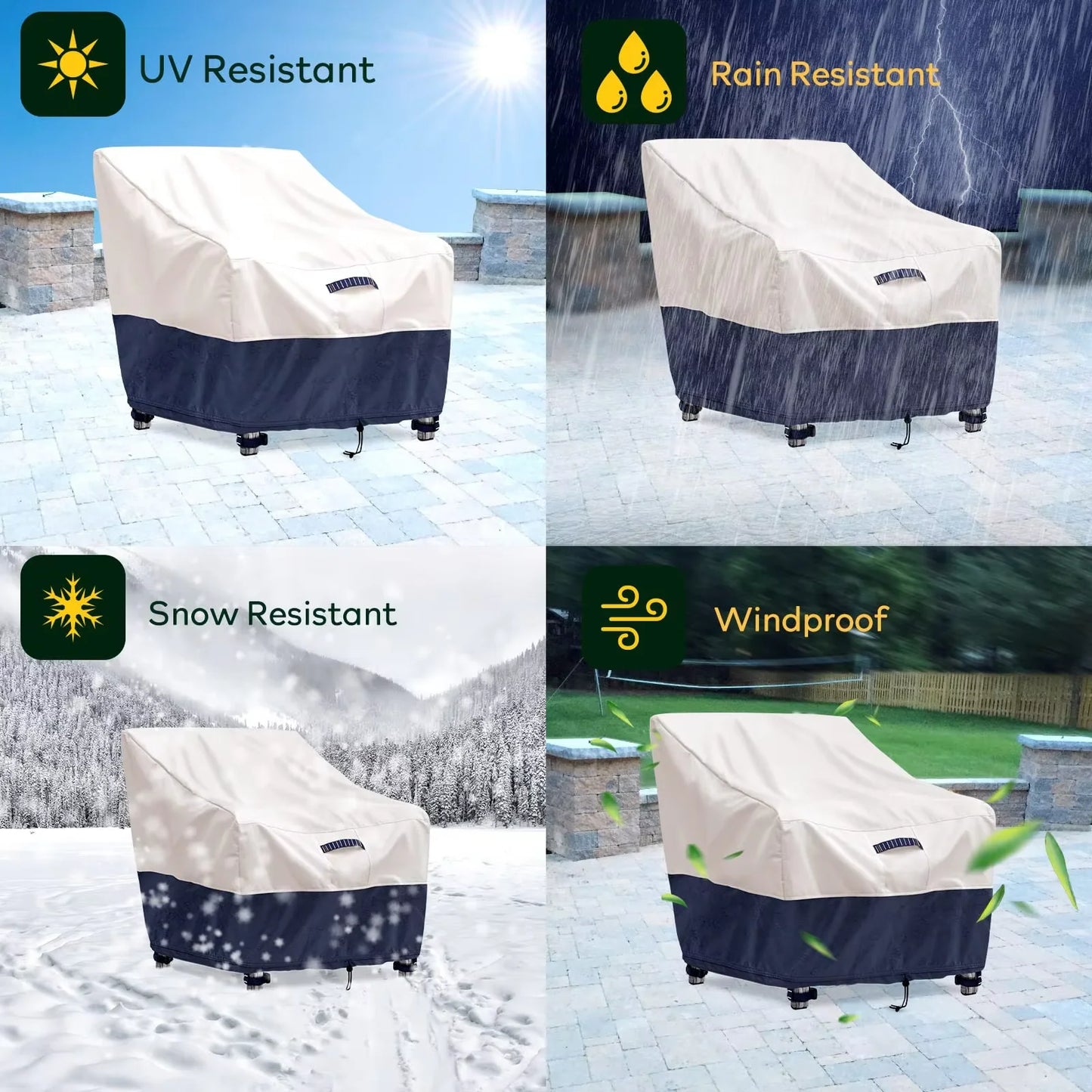 2 Pack Outdoor Chair Covers 100% Waterproof Patio Furniture Covers Protector 600D Oxford Heavy Duty Lawn Garden Furniture Cover
