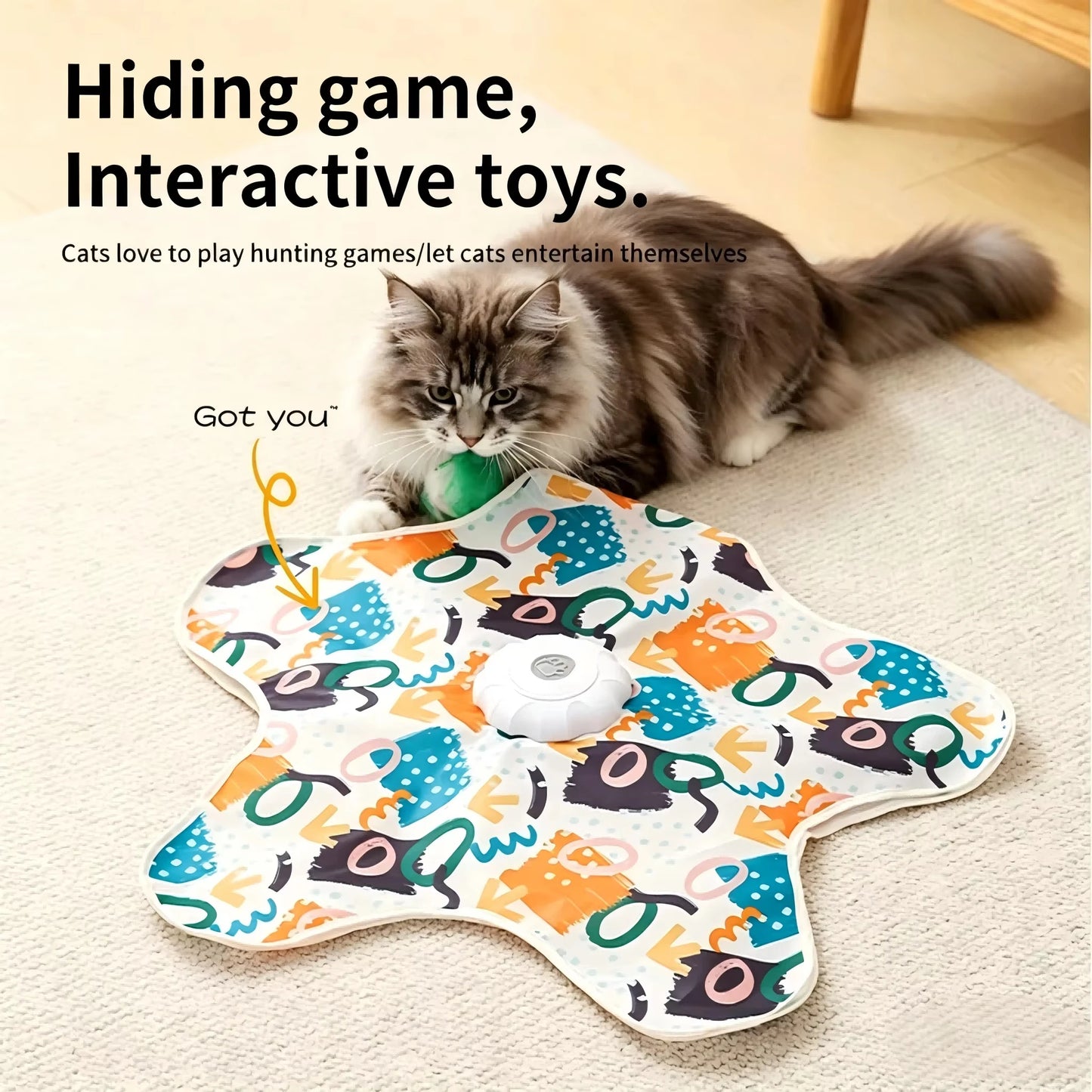 Automatic Interactive Cat Toy Hide And Seek Moving Feather Smart Sensor Durable Kitten Play Toy With Chirps For Bored Cats
