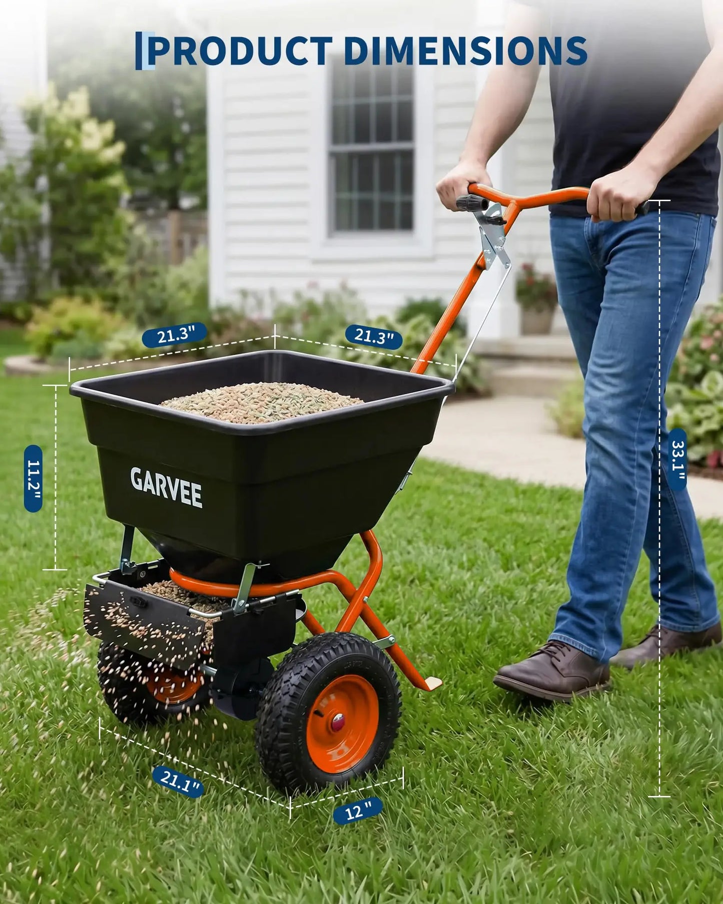 HiMiss Push Lawn Broadcast Spreader For Seed And Fertilizer