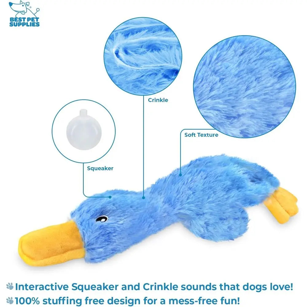 Interactive Squeaky Dog Chew Toy Crinkle Duck For All Sizes