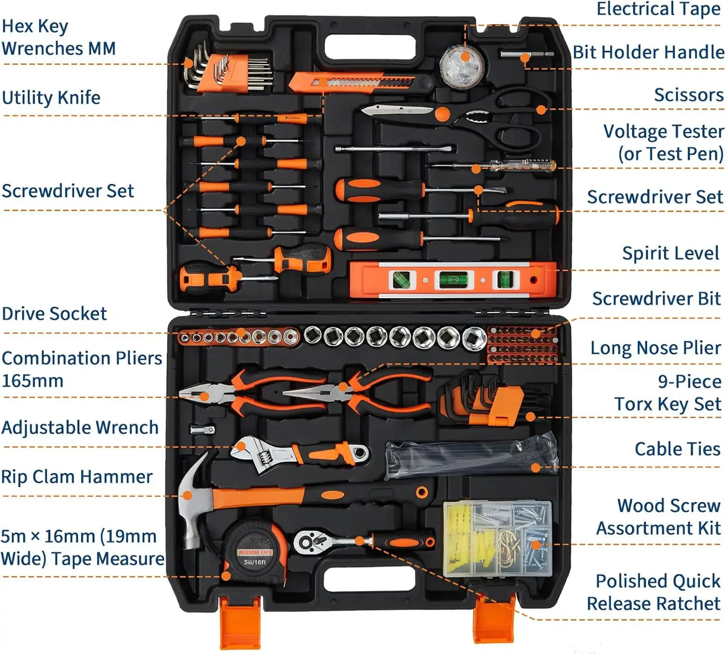 HiMISSDIY 242Piece Tool Set With Storage Case For Home DIY