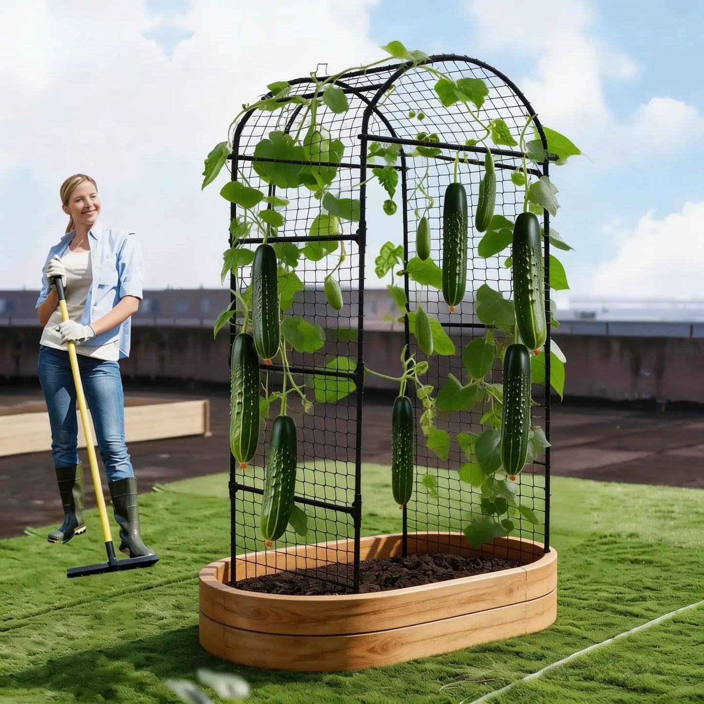 Hmiss Heavy Duty Metal Garden Arch Trellis for Climbing