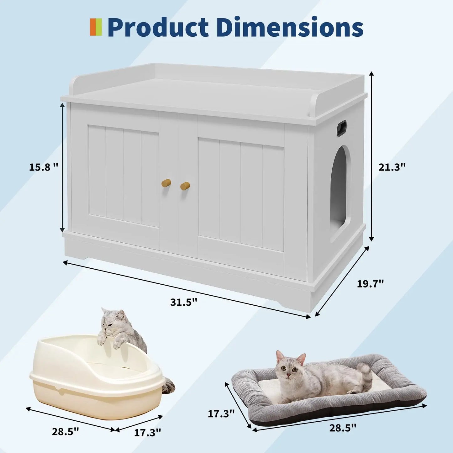 HiMISSCN Wooden Cat Litter Box Enclosure Barn Door Ventilated