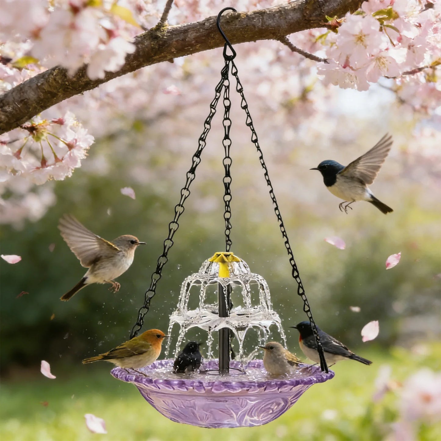 Solar Cascade Hanging Bird Bath Fountain For Outdoor Garden