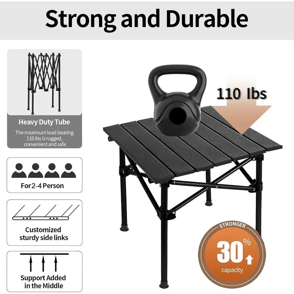 Roll up Lightweight Compact 2-4 Person Portable Adjustable Height Roll up Table with Carry Bag for Outdoor, Camping, Picnic, Bac