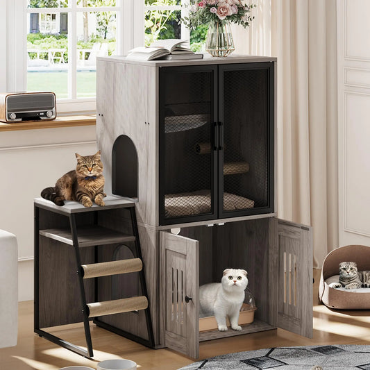 HiMISSCN Odor Control Cat Litter Box Enclosed With Doors