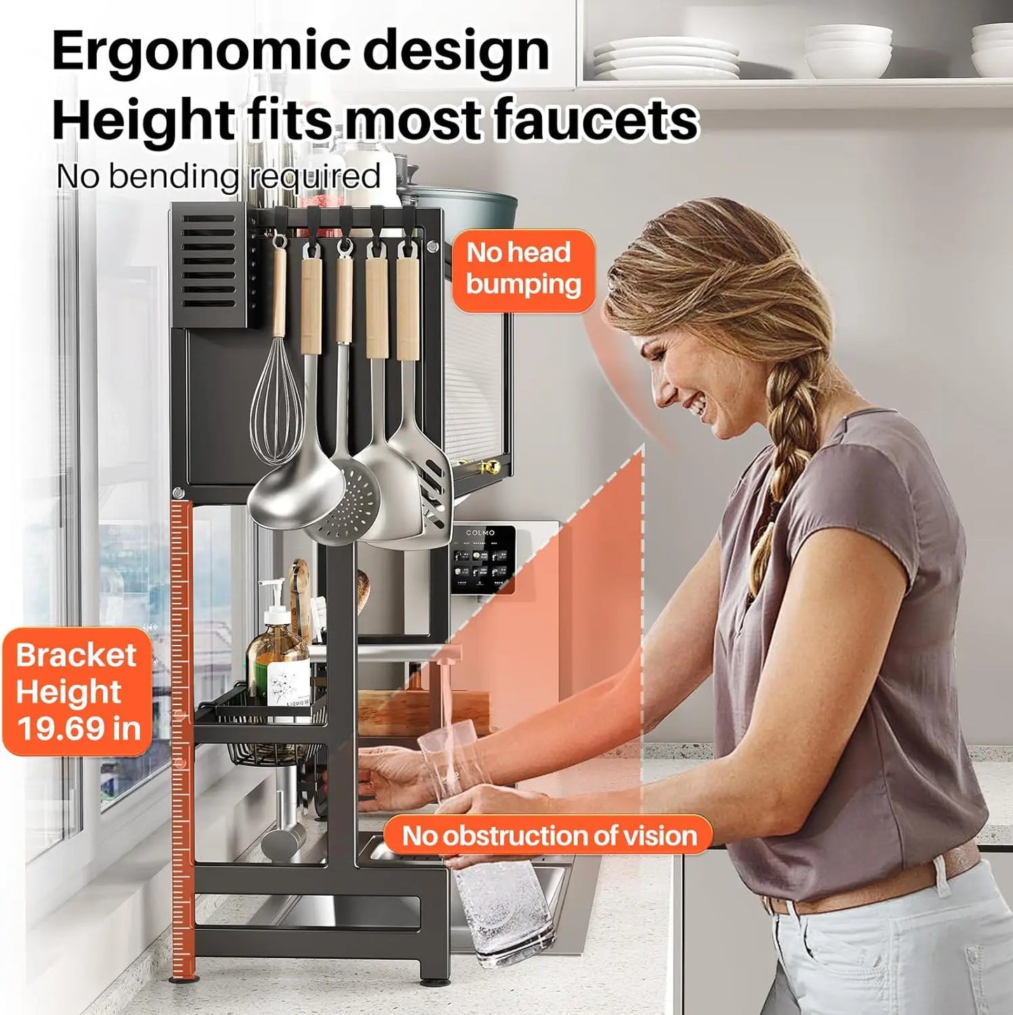 Over the Sink Stainless Steel 3 Tier Rack with Lid