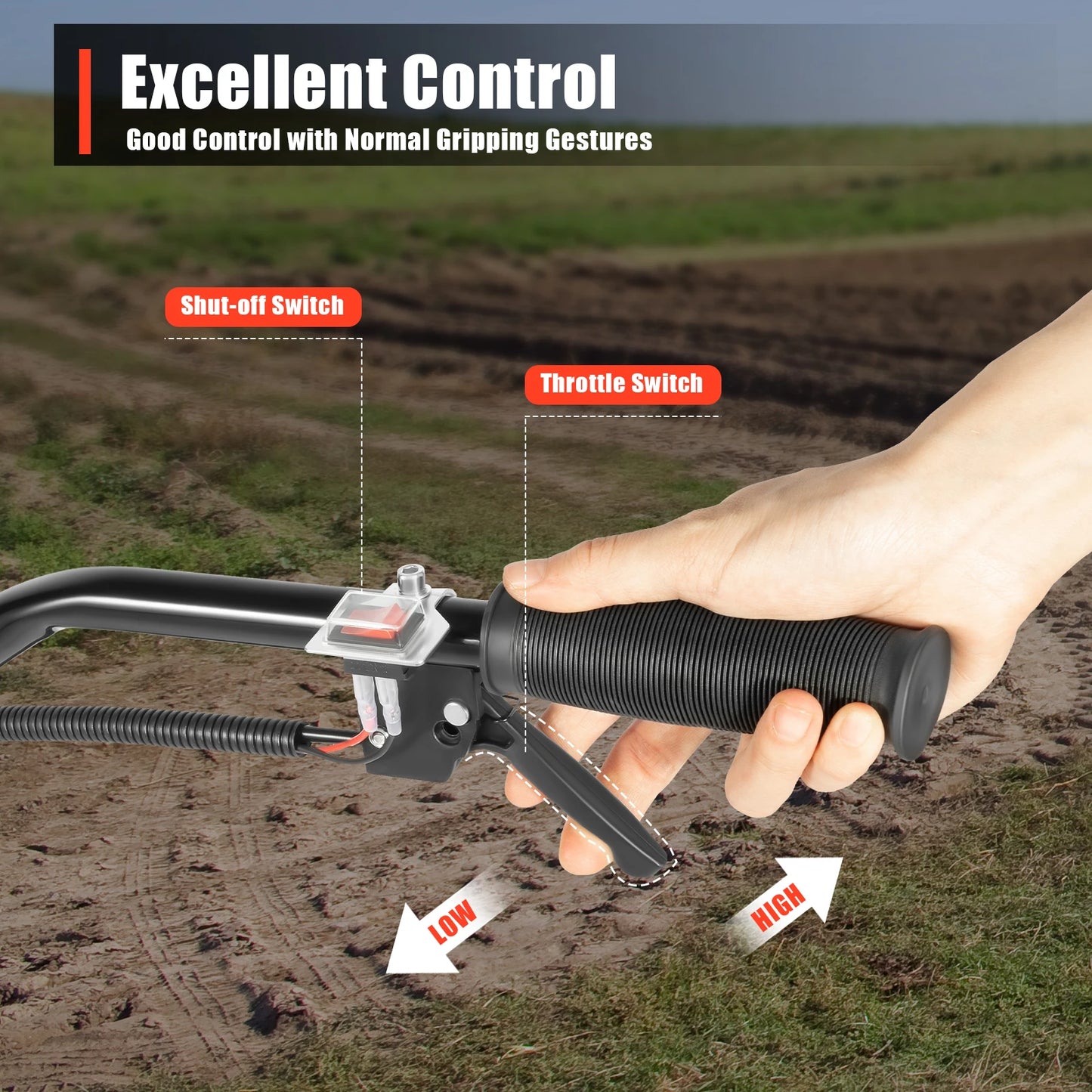 Bymaocar Gasoline Tiller 1.9kW 2-Stroke With 4 Blades