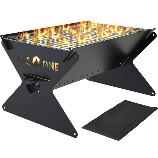 15 Inch Foldable Charcoal Grill for Camping Backyard Patio Heavy Duty Portable Fire Pit Camp Cooking