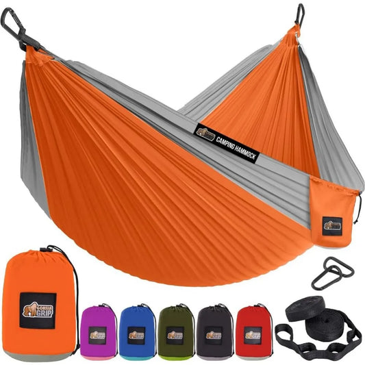Durable Portable Camping Hammock with Tree Straps Lightweight Travel Swing for Outdoor Hiking Backpacking Double Orange