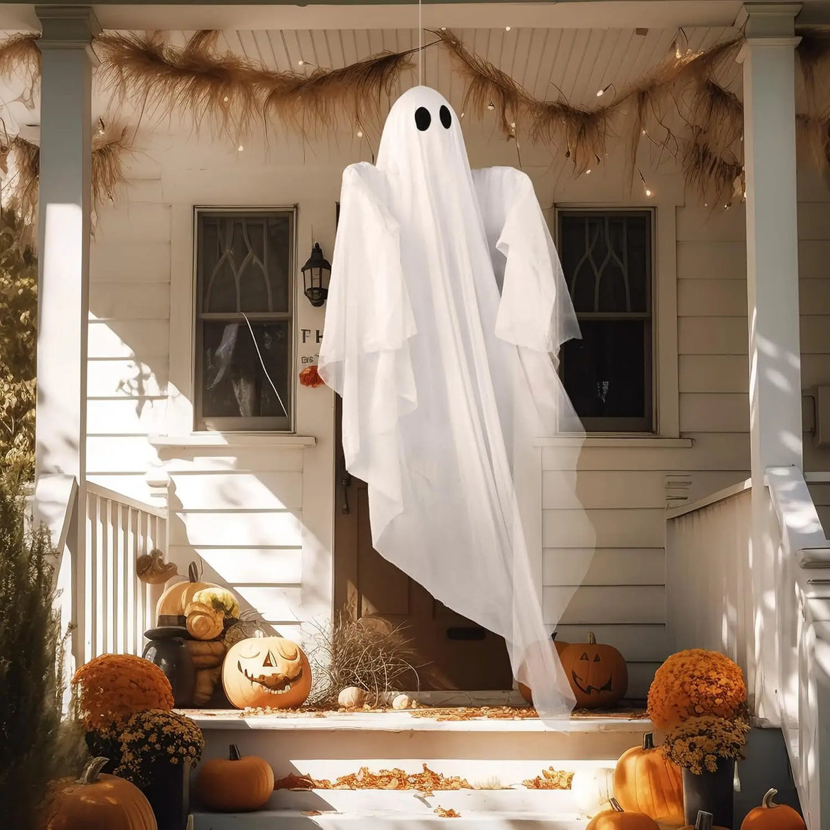 Light Up Hanging Ghost Halloween Decoration With Spooky LED Glow