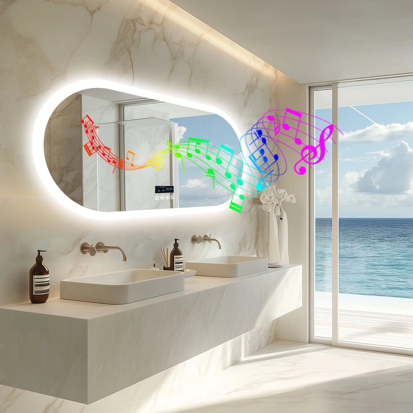 Wisfor Oval Led Bathroom Mirror With Bluetooth And Antifog