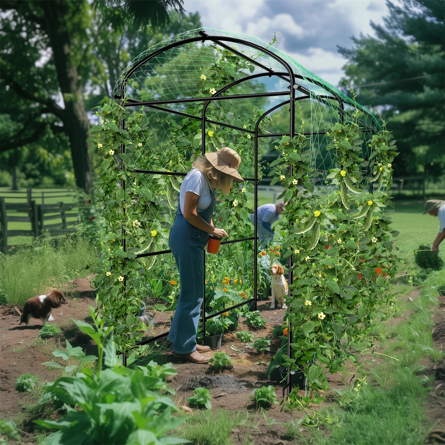 160/176/220CM Tall Garden Arch Trellis Metal Plant Cucumber Support Trellis Archway for Outdoor Yard Lawn Tunnel Trellis, 1PCS