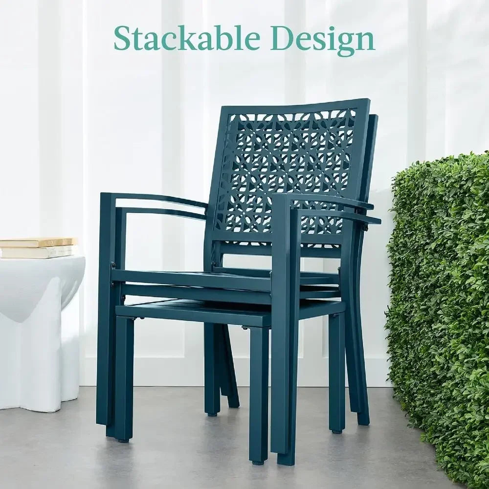 3-Piece Outdoor Bistro Set Steel Table and Stackable Chairs