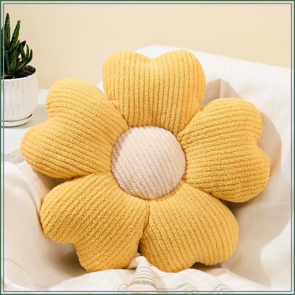 Daisy Flower Pillow, Soft Decorative Throw Cushion for Bed, Couch, Floor (15.7")