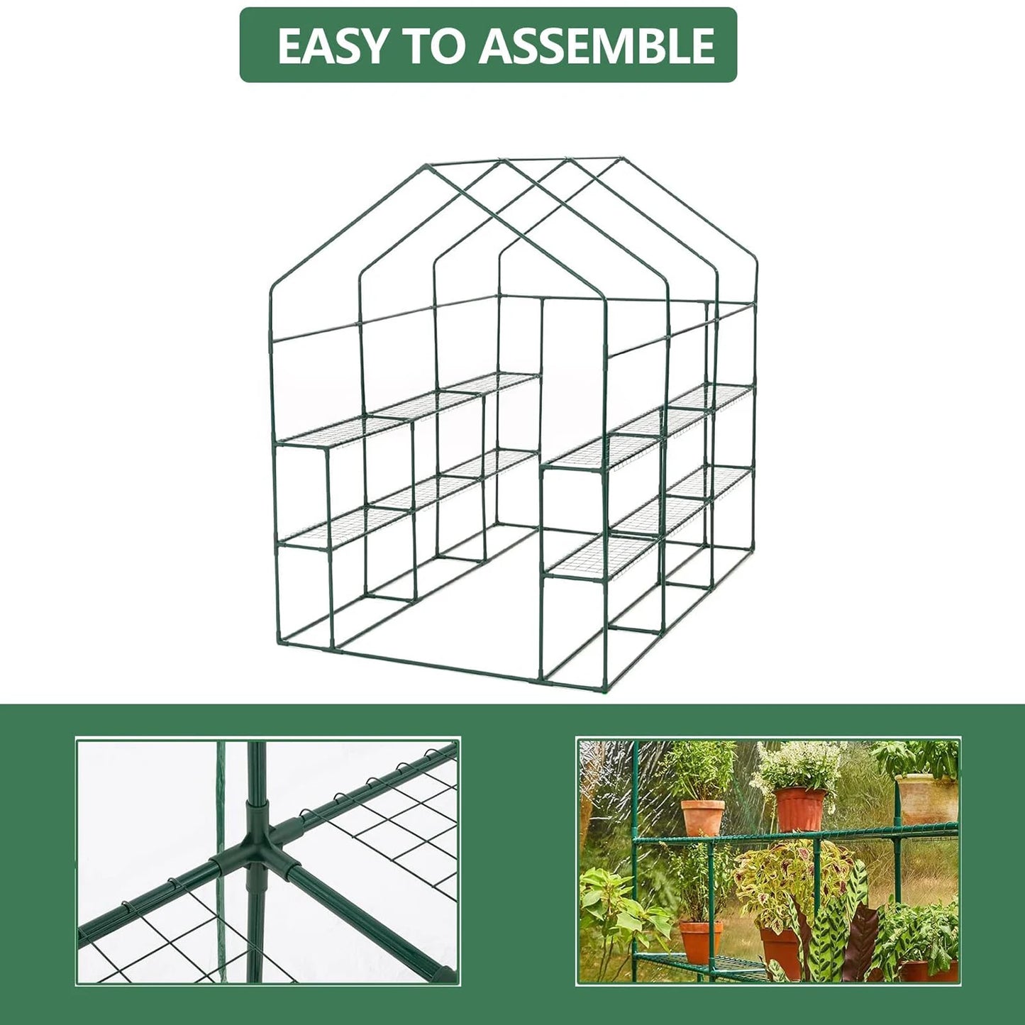 HiMISS Walk In Greenhouse With Eight Shelves And PE Cover