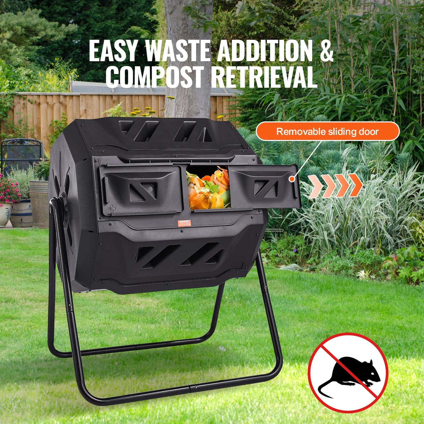 Dual Chamber Tumbling Compost Bin For Garden And Outdoor Use