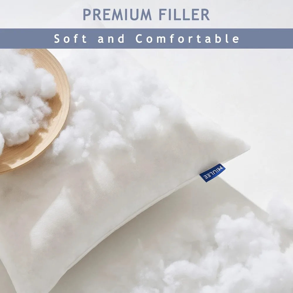 Rectangle Throw Pillow Inserts Set of 2, 12x20in Decorative Lumbar Pillow Forms for Sofa Couch Bed, Premium Fluffy Stuffer