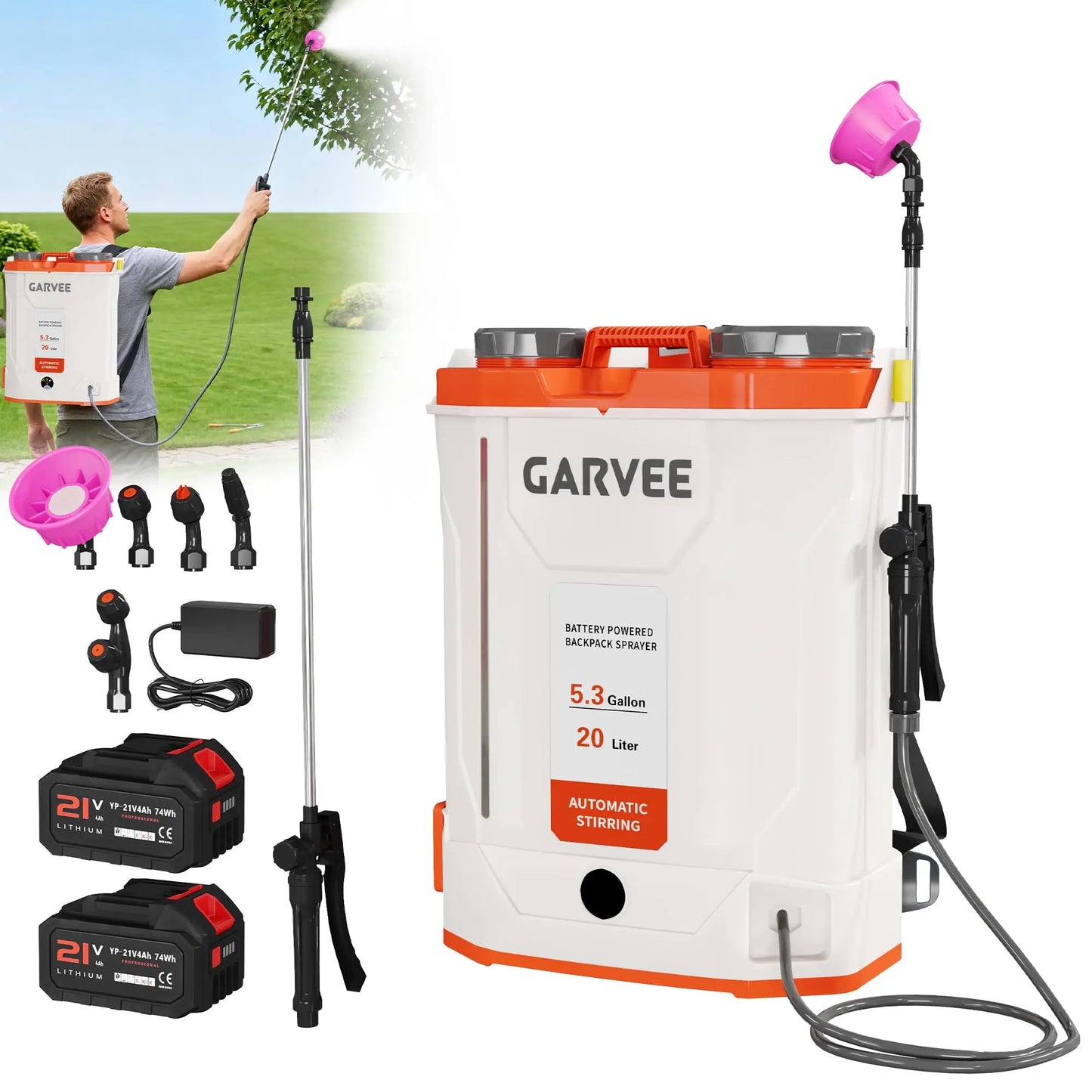 HiMISS Electric Backpack Sprayer With 90 PSI And Five Nozzles