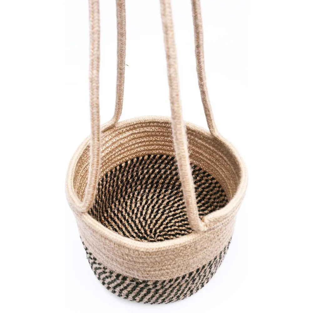 Jute Rope Hanging Planter Basket for Indoor Plants, Fits 5-7" Pots, Boho Home Decor