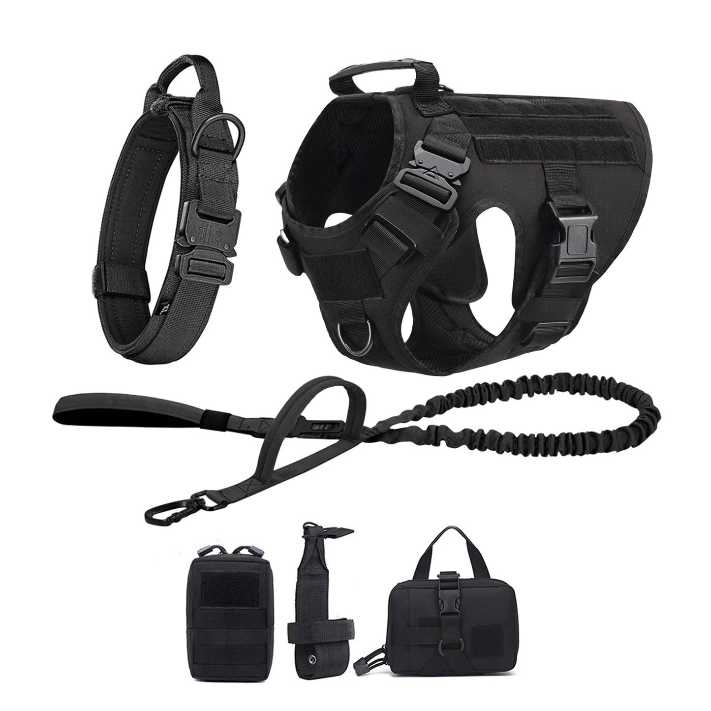 PETRAVELCN Tactical Dog Harness Vest Molle Pouches For Training